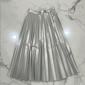 Zara Kids Shimmering Silver Pleated Skirt